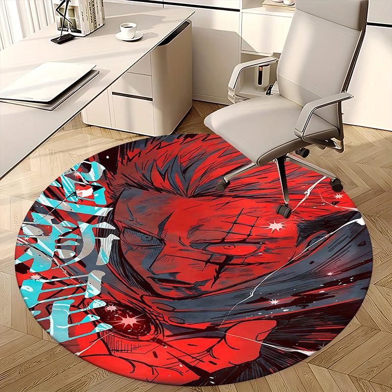 1pc Jujutsu Kaisen Satoru Gojo Round Carpet - Anime Cartoon Design Chair Mat, Non-Slip Rug for Office, Home Decor, Living Room, Bedroom, Game Room Dec