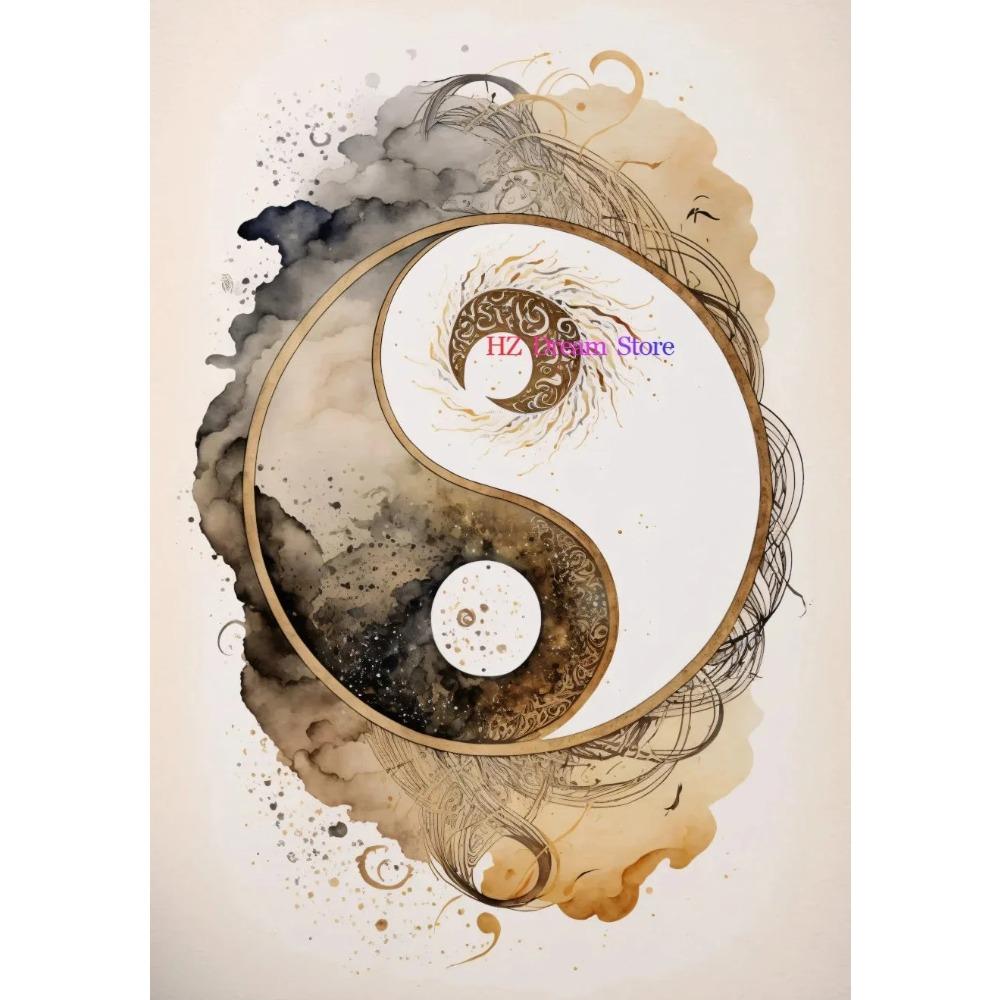 Zen Yoga Meditation Spiritual Vintage Wall Art Poster Print Canvas Painting for Room Home Decor Tree of Life Buddha Lotus Flower