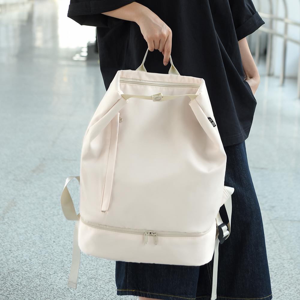 Faltbarer Rucksack Damenrucksack mit großer Kapazität Unabhängige Schuhaufbewahrungstasche Trocken-/Nasstrennungs-Reisetasche