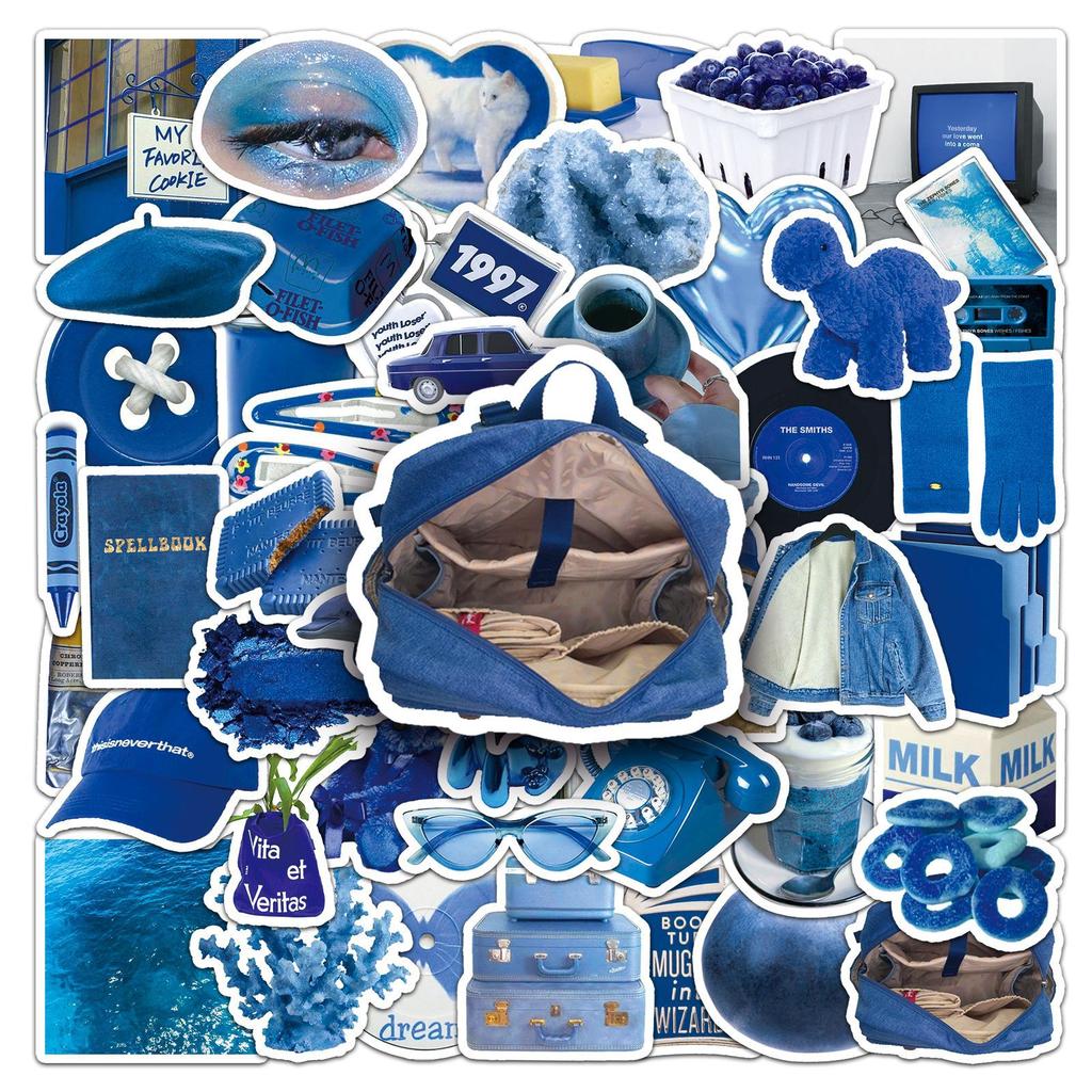 50 Blue Ins Style Doodle Personality Fresh Freshman Account Guka Do-It-Yourself Mobile Phone Case Suitcase Decals
