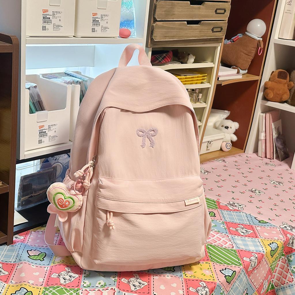 Schoolbag Korean Version of High-value Girls' Heart Bow Backpack 1011 New College Student Schoolbag for Women