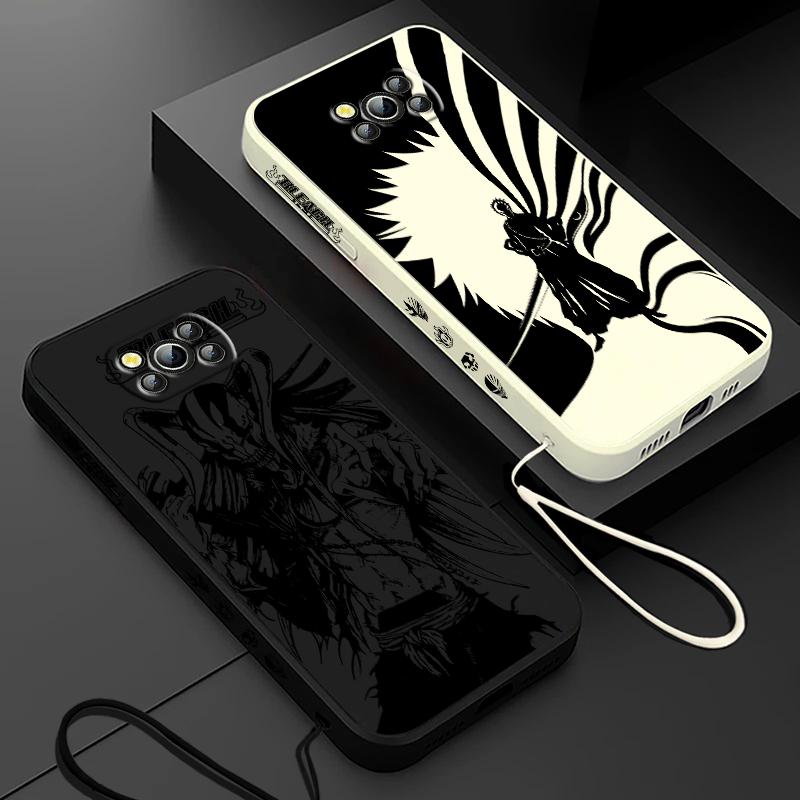Anime BLEACH Kurosaki Ichigo For Xiaomi Poco Phone Case For X4 X3 F4 F3 NFC M5 M4 M3 GT S Pro 4G 5G Liquid Left Rope Cover