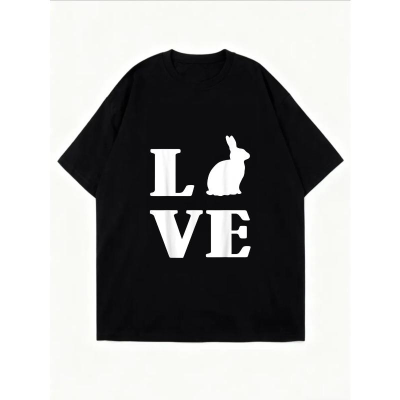 Weißes Oversized T-Shirt mit Love Bunny Print für Freizeitkleidung