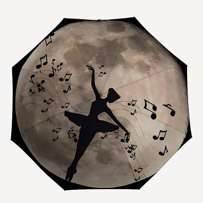 1pc Dance Moon Automatic Open/Close Umbrella - Compact Travel Umbrella with 8-Rib Durable Frame, Lightweight & Portable Design Z20