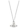 Studded Flat Saturn Brass Crystal Necklace Women Necklace Silver 63020052W110