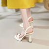 2025 Summer Platform Women's Shoes with One Word Fashion Square Head High Heels Thick Heel Waterproof Table Barbie Pink Sandals 9cm