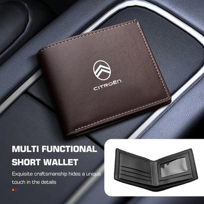 Car Logo Men's Short Style Leather Wallet Multiple Card Slots Accessories For C5 C1 C2 C6 C4L DS3 DS4 DS5 C-Elysee Grand