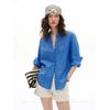 Peach Linen Embroidered Shirt Women's Long Sleeve Loose Lapel Commuter Sunscreen Shirt Summer Top