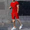 LISM-chándal de verano para hombre, camiseta informal, pantalones cortos, conjunto de dos piezas, ropa deportiva para hombre, conjunto para hombre de manga corta de Color sólido, traje deportivo
