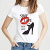 Women's Short Sleeve T-shirt Fashion High Heels Series Printed Base Shirt Graphic Tshirts  Tops Summer Polyester Fabric