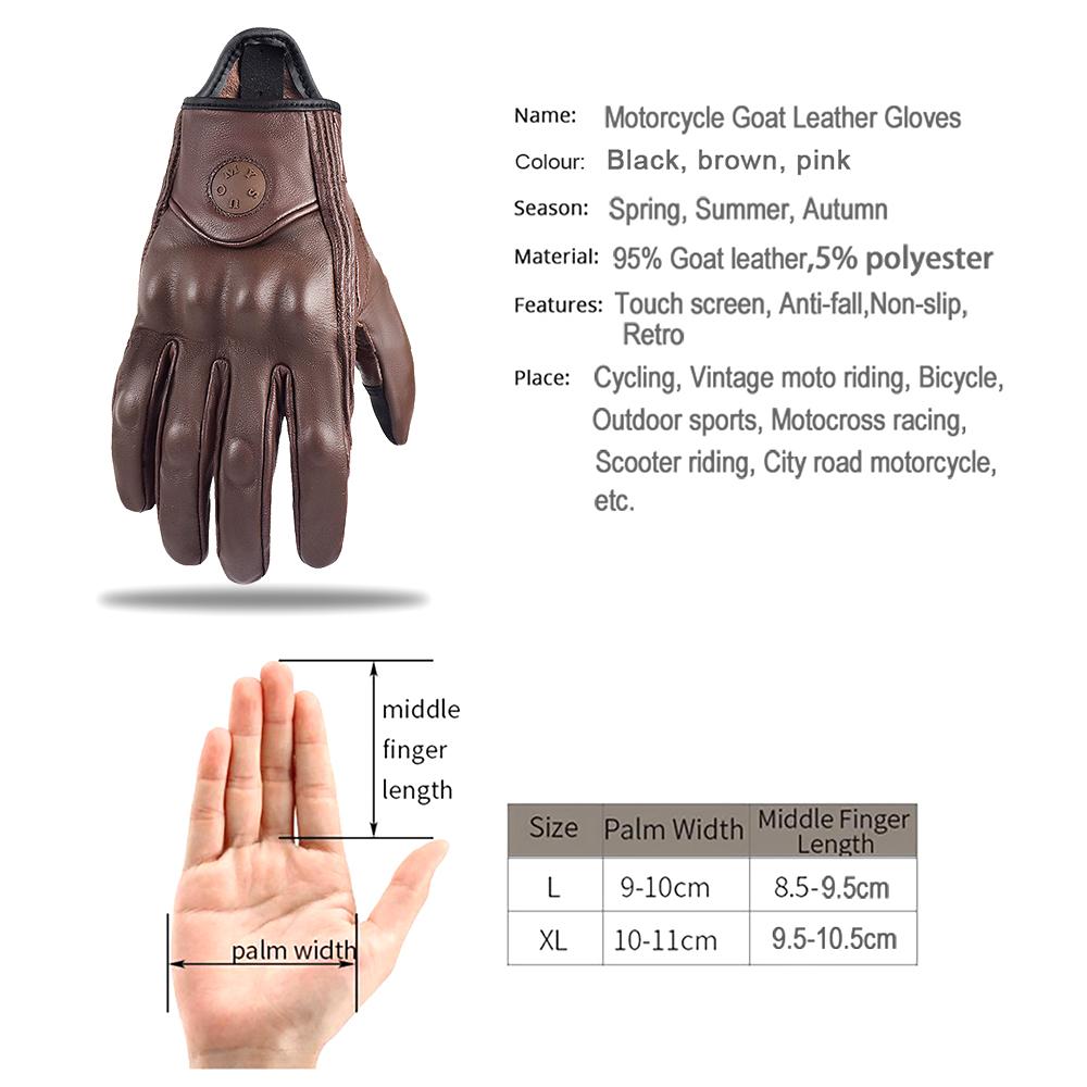 Prodyšné motocyklové rukavice z kozí kůže pro venkovní cyklistiku Motokrosová sportovní ochrana Závodní rukavice s dotykovou obrazovkou