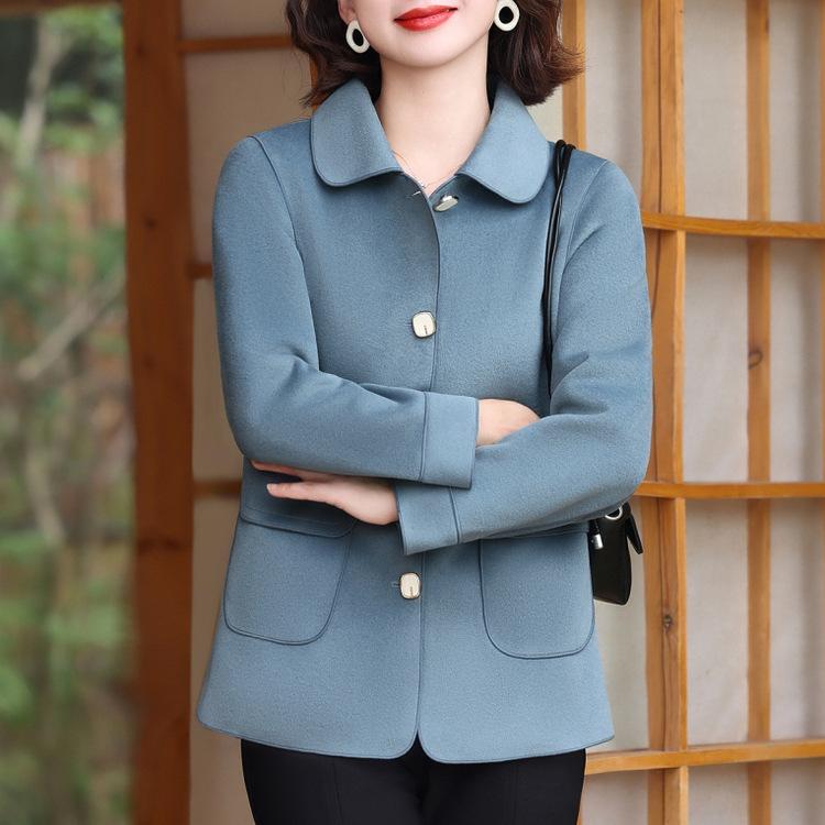 

Куртка Женская Одежда Среднего и Пожилого Возраста Мама Весна и Осень Новая Зарубежный Стиль Короткий Двусторонний Твид Среднего и Пожилого Возраста Топ 5XL синий