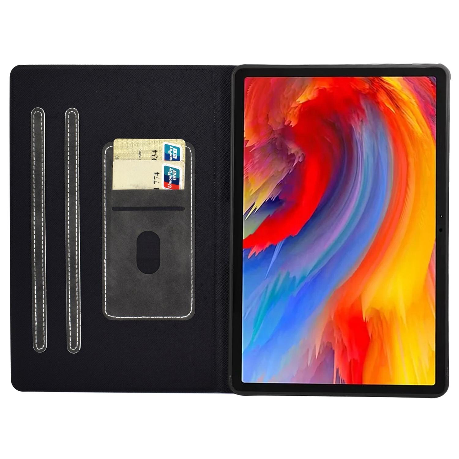 

A4 For Lenovo Tab M11/Xiaoxin Pad 11 2024 Case Card Holder Cowhide Texture Leather Tablet Cover Grey