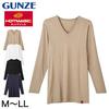Gunze Hot Magic Inner Soft and Size L Shirt, Warm, V-Neck, 3/4 Sleeve, MH1909, Men's, Black,