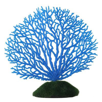 קישוטי צמחי אלמוגים מלאכותיים מפלסטיק, קישוט לאקווריום, מיכל דגים, קישוט תת-מימי, כחול