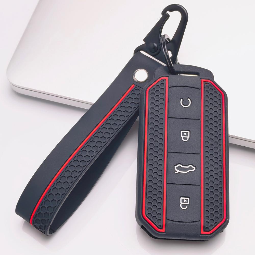 Key Fob Cover for Chery Tiggo with Keychain Anti-Scratch Guard Shockproof Protection Soft Grip Texture Responsive Button Touch Dust Resistant Cover