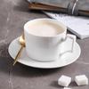 Shangqi Minimalist White Ceramic Coffee Cup & Saucer Set