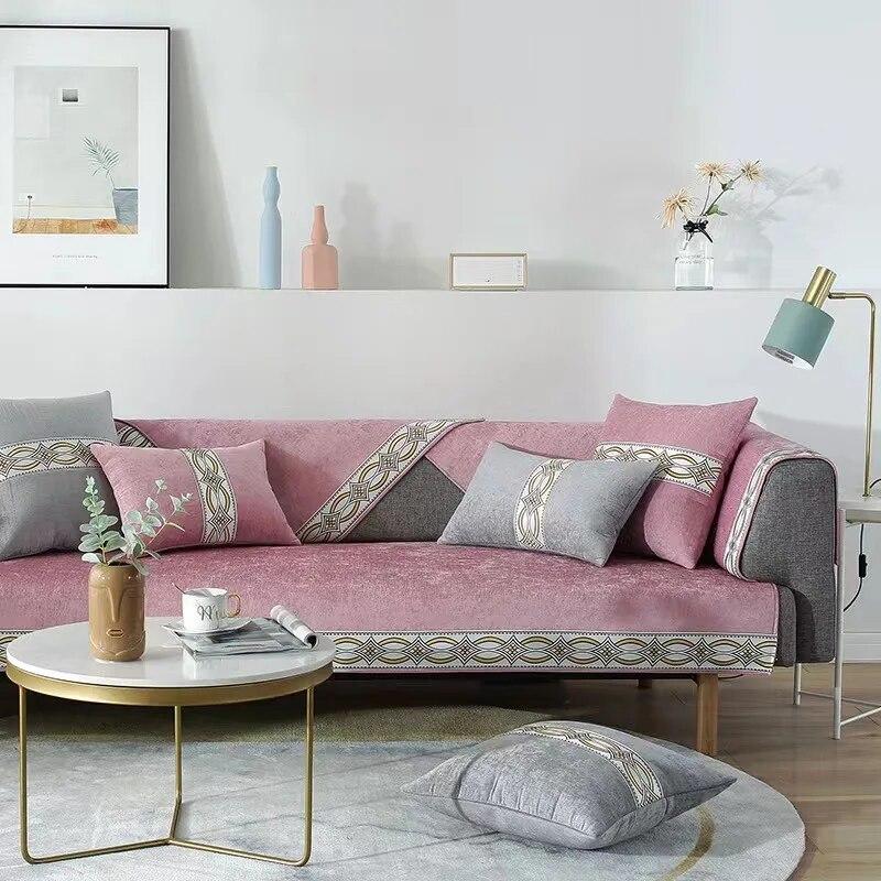 

Китайское синельное широкое боковое полотенце для дивана для гостиной, классические нескользящие синие чехлы для диванов, подушка для сиденья, простой однотонный чехол для дивана 70x70cm 1pcs