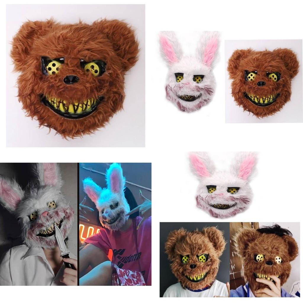 Halloween Creepy Bloody Bear Rabbit Mask For Cosplay Party Performance