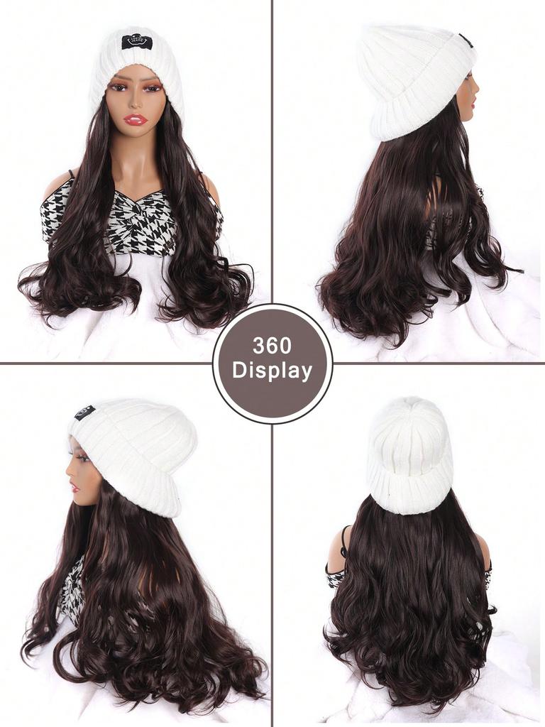 Peruki syntetyczne z symbolem uśmiechniętej buźki z długimi, dużymi falami do przedłużania włosów dla kobiet i dziewcząt, modny design, kapelusz i peruki w jednym kawałku do codziennego użytku