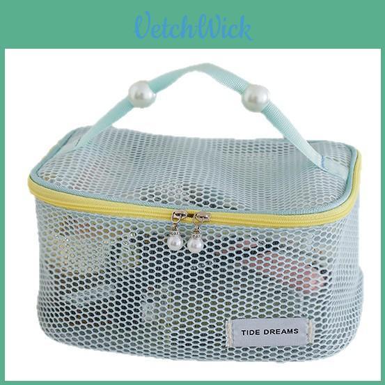 Borsa da Viaggio per Articoli da Toeletta in Materiale a Rete Organizer per Trucco Portatile per Vacanze e Uso Domestico