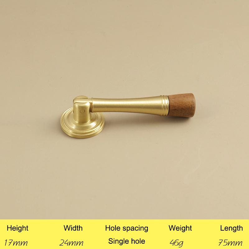 Vintage Look Nordic Cabinet Door Handle in Walnut and Brass for Clothing Storage