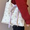 1PC Korean Floral Bow Tie Canvas Bag For Spring Summer Casual Versatile Large Capacity Outdoor Mountaineering Bag Christmas Gift