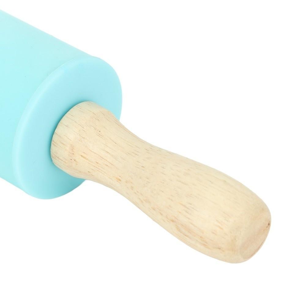 2PCS Wooden Handles Silicone Rolling Pin Silicone Baking Tool Set Pastry Baking Mat Home Baking