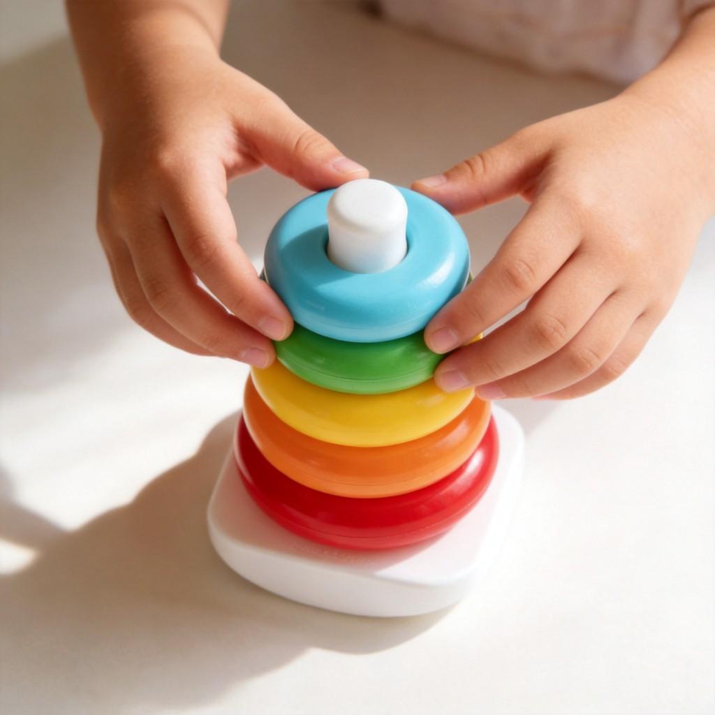 Rainbow Spinning Stacking Rings Toy For Baby Brain Development And Visual Skills