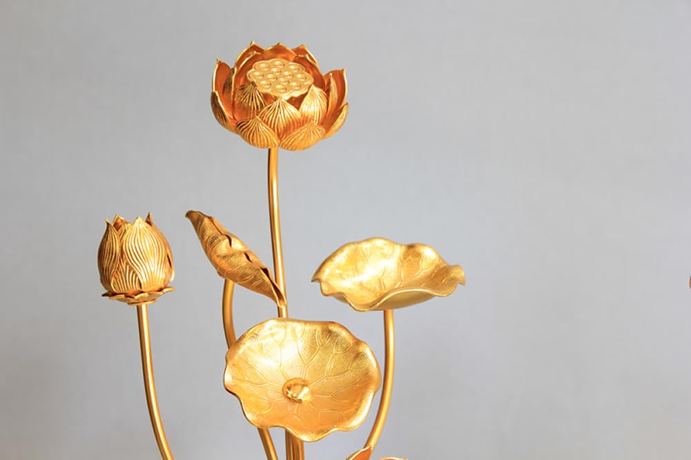 Matsuyama Shinto Buddhist Supplies Store Tokobana Set with Vase, Size 5, 7-Stem, Pair (Set of 2), Buddhist Flowers, Aluminum Flowers, Brass Vase, Gold