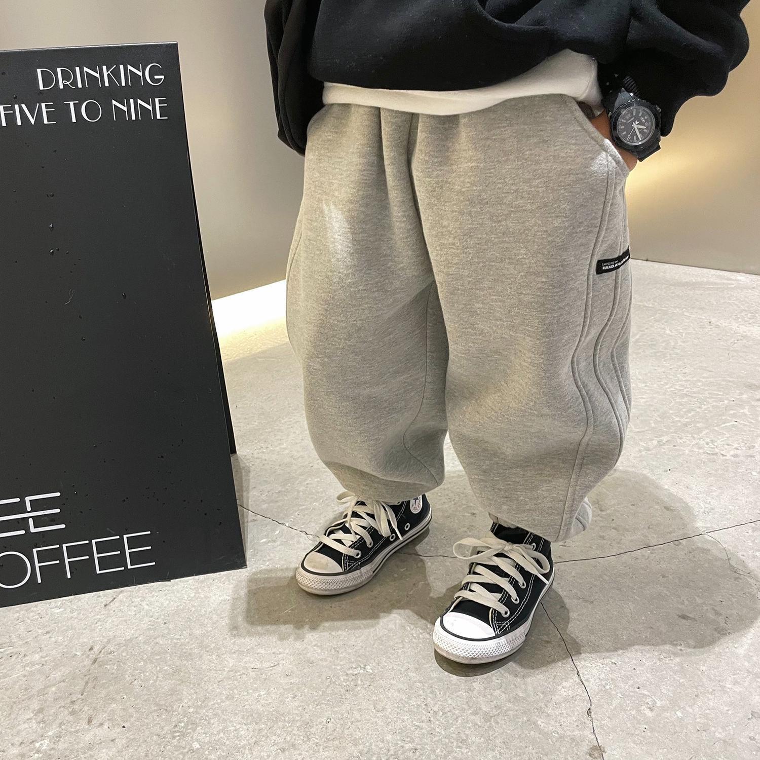 

Winter Boys Fleece Sports Pants - Thick Cotton Toddler Pants for Autumn and Winter 80cm