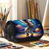 1pc Astronauts In Space Design Double Layer Flip Pencil Case-Large Capacity Zipper Closure, Suitable for Schools, Offices and Travel, Ideal Birthday/h