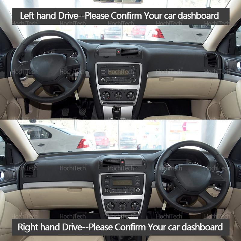 Suede Leather Dashmat for Skoda Octavia A7 MK3 5E 2015- Black/Brown Dashboard Cover Sun Shade Carpet Non-slip Pad Accessorie
