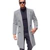 Herren Europäischer Stil Zweireihiger Dicke Wollige Lange Jacke, Große Größen, Cross2024 Kollektion