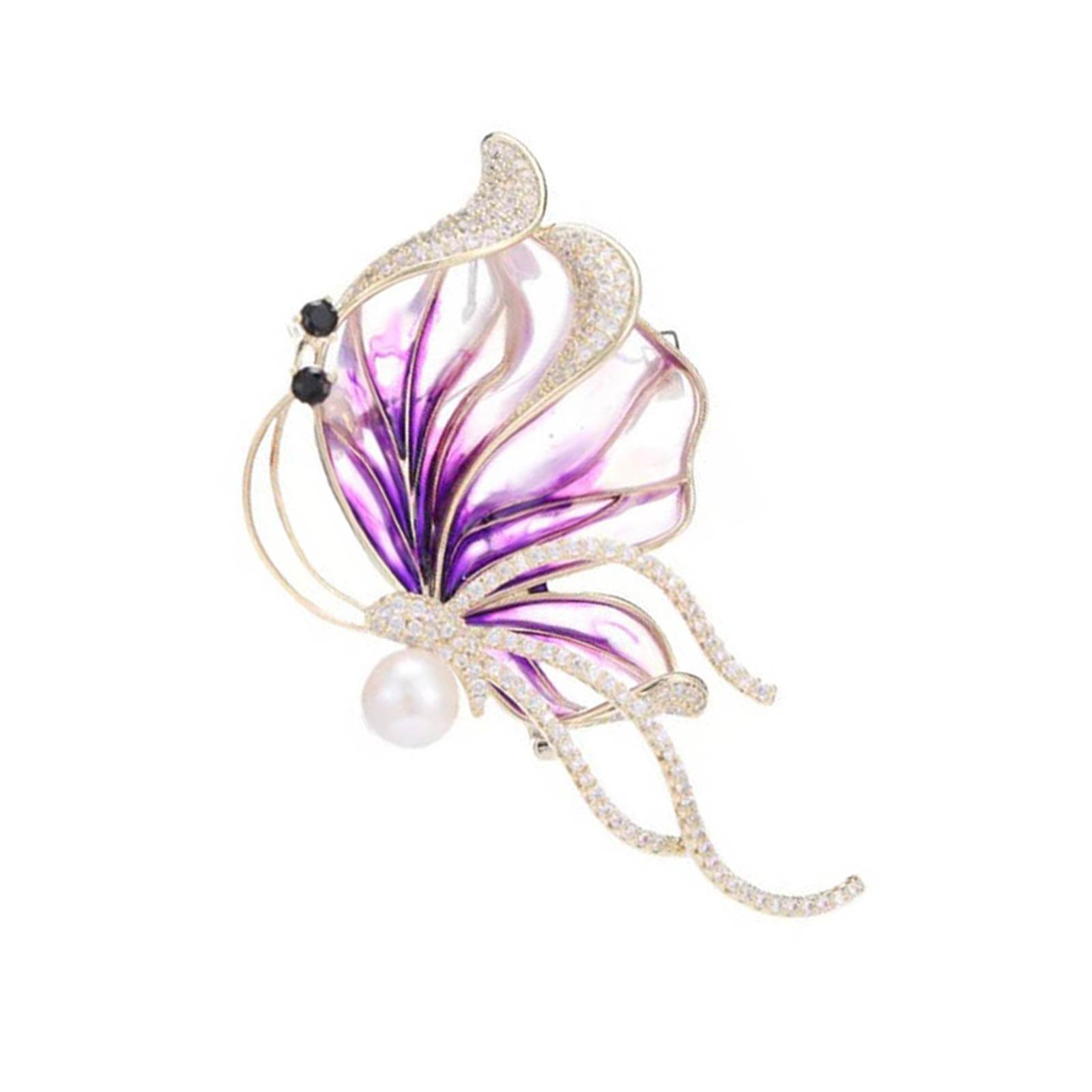 

Butterfly Brooch With Intricate Rhinestones And Simulated Pearls Scarf Clothes Decoration For Women Fashion Accessory