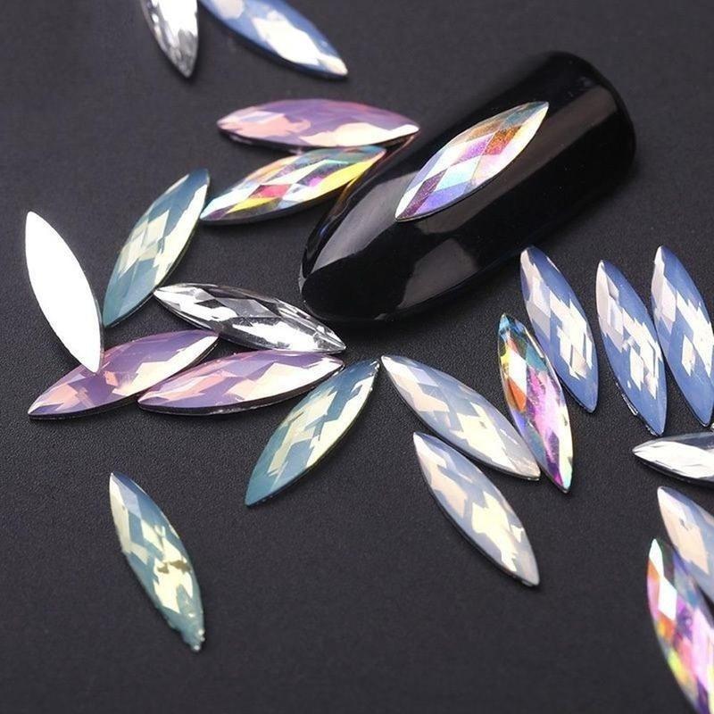 3D Nail Decoration KIt   Nail Rhinestone Colorful Marquise Flat Bottom Nail Rhinestone Stud Nail  Art