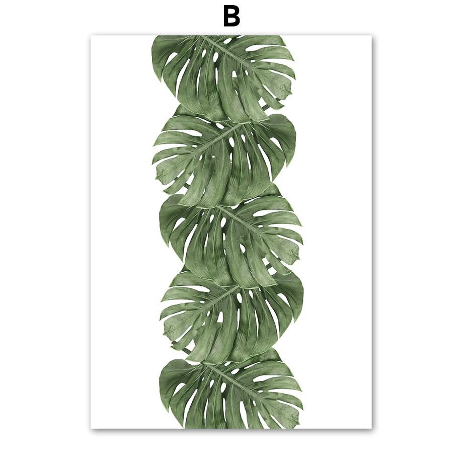 Canvas Painting Palm Leaves Green Plants Deer Abstract Nordic Posters And Prints Wall Art Pictures For Living Room Home Decor