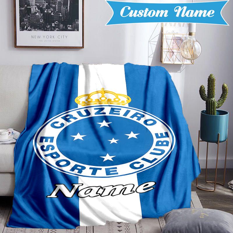 Custom Name Cruzeiro FC Crest Blanket Lightweight Ideal Bedding Blanket Perfect for Travel, Camping, Living Rooms, Sofas, Christmas gift