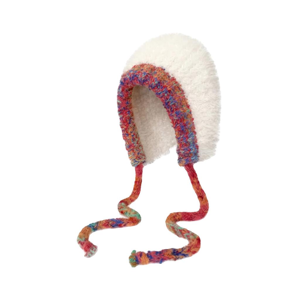 Korean Version of Autumn and Winter New Plush Ear Protection Hat for Women's Wool Knitted Hat Warm Lei Feng Hat Casual Cold Hat Trendy