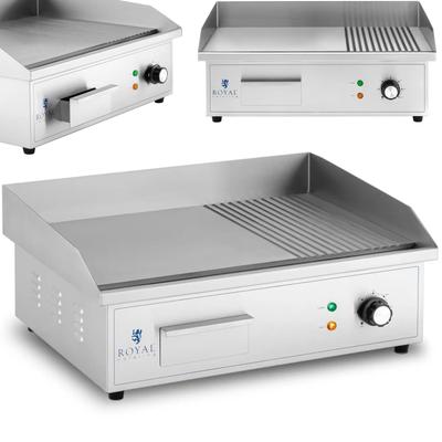Elektrisk grill, slät, räfflad grillplatta, 548 x 350 mm, 3000 W
