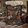 Dragonfly Fantasy Theme Throw Blanket Custom Name Text Personalized Blanket Soft Cozy Blanket for Home Sofa Bed