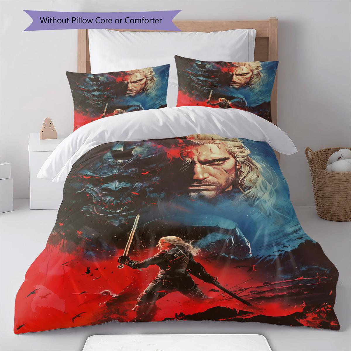 

Witcher RugPattern Bedding Quilt Set Quilt Cover Pillowcase Home Decoration Birthday Gift (1 * duvet cover + 2 * pillowcase, without core) 135x200cm