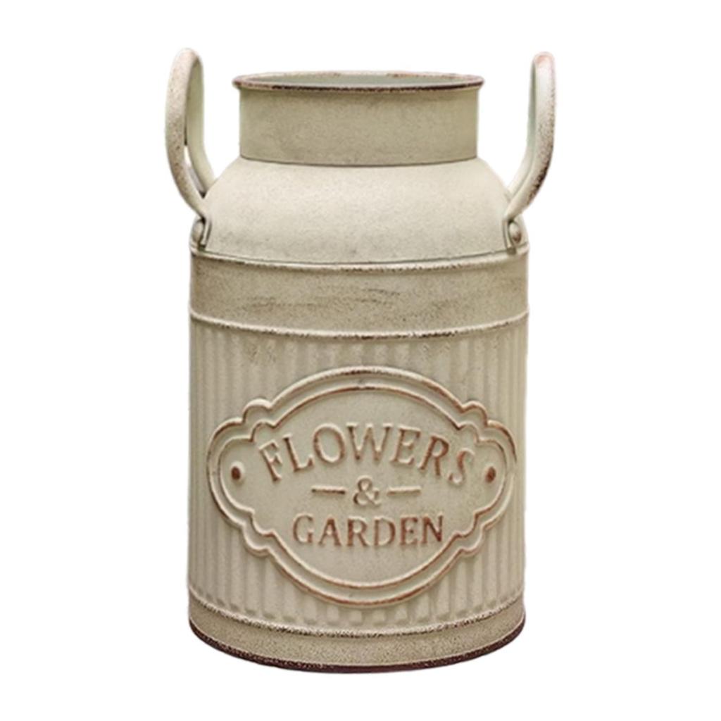 Flower Rustic Jug Decorative Metal with Handle Farmhouse Vase Milk Jug Vase for Living Room Table Centerpiece Wedding Country