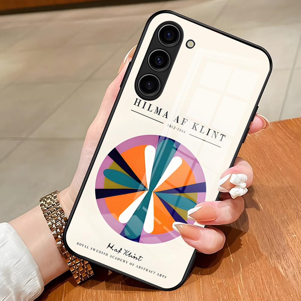 

Hilma AF Klint Poster Phone Case For Samsung S26 S25 Edge Ultra S23 S22 S21 S20 Ultra Plus S24 Fe A54 A53 A25 Glass Cover Samsung S21 Plus