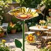 Metal Flower Garden Stake Bee Watering Station Outdoor Bird Bath Butterfly Water Feeder with Stake for Garden Pollinators Birds Yard Patio Decor