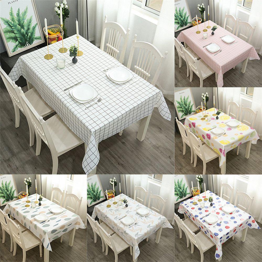Grid Printed Waterproof Rectangula Kitchen Dining Table Cover Mat Antifouling Oilcloth Table Colth Tablecloth