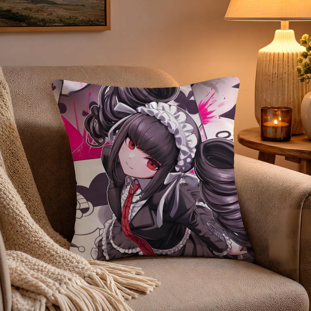 Anime KWaii DDanganronpa Pillow Case Soft Plush Cushion Cover Double Print and Invisible Zipper for Sofa Home Car Use