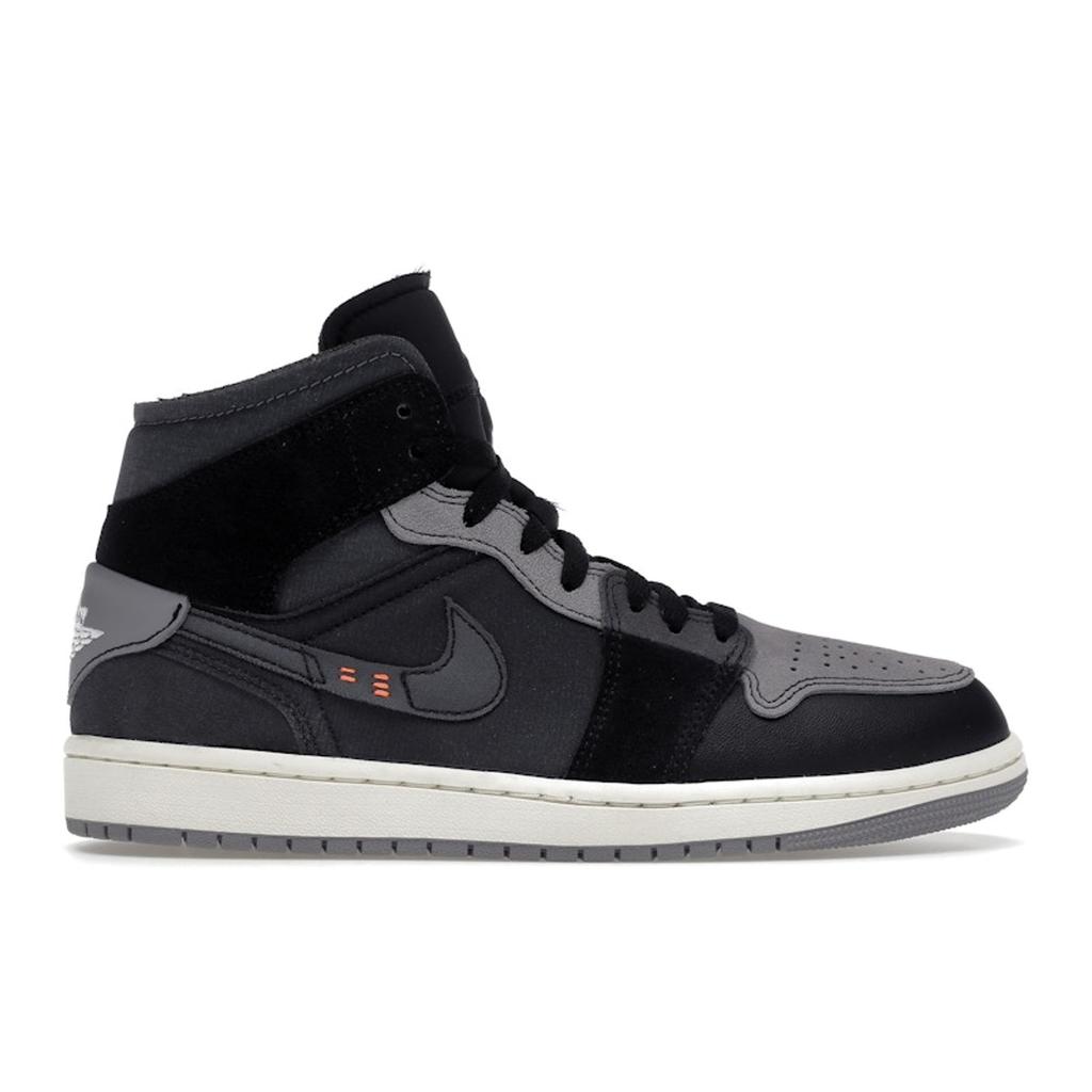 Air Jordan 1 Mid SE Craft Inside Out - Tênis Masculinos Pretos Light-Graphite Sail Cement-Grey DM9652-001