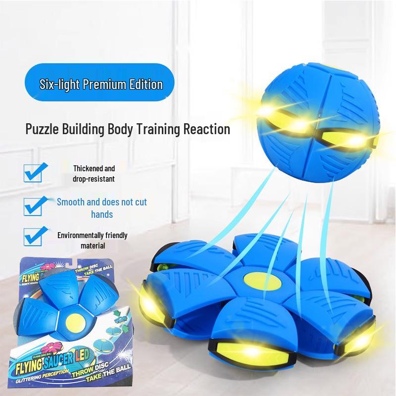 Magic Flying Saucer Ball: Deformable Outdoor Stomp Toy with Lights for Kids