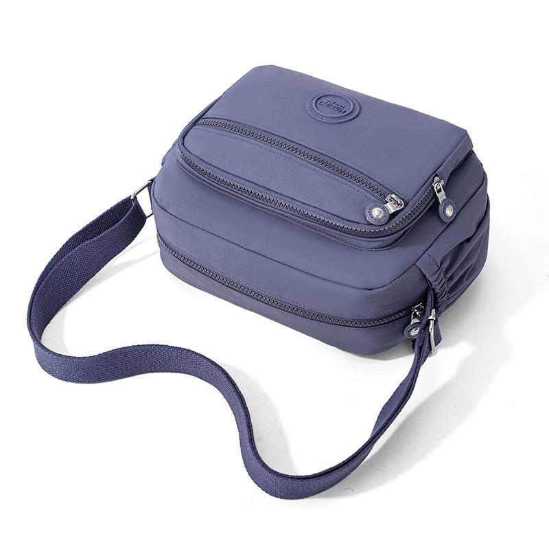 Crossbody Bag Multi-Layer Pocket Shoulder Bag Water-Repellent Nylon Women's Small Square Bag
